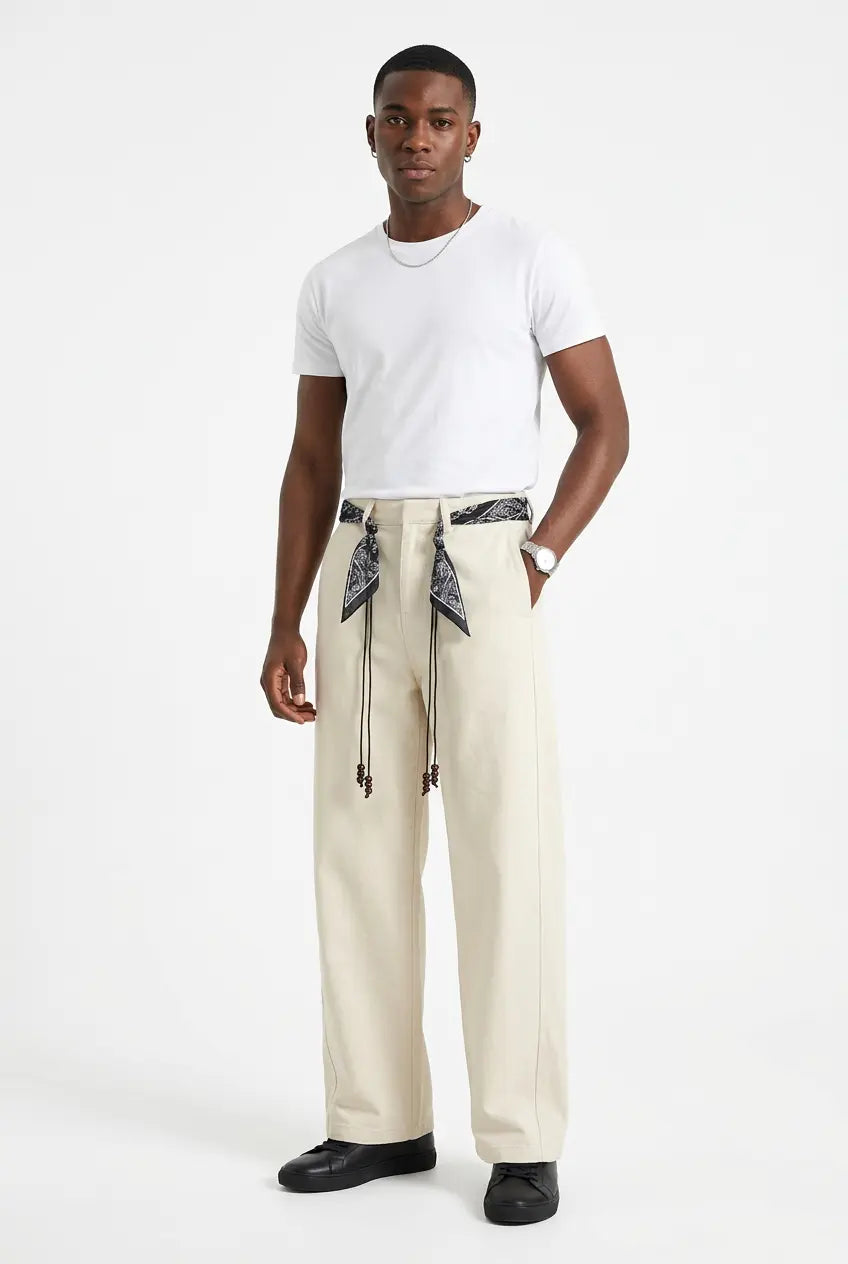 Pantalon Wide Leg avec Ceinture Foulard  COOLANDBAG