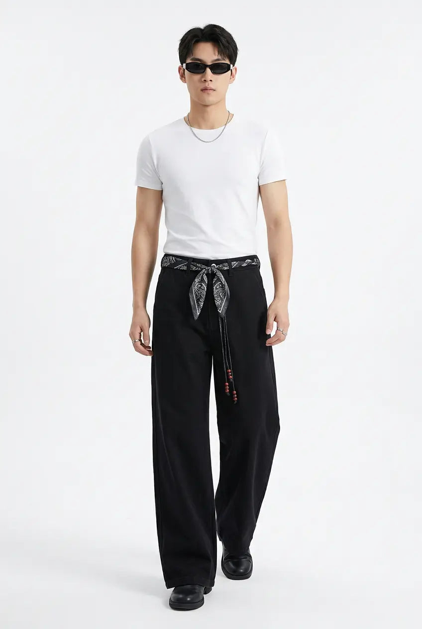 Pantalon Wide Leg avec Ceinture Foulard  COOLANDBAG