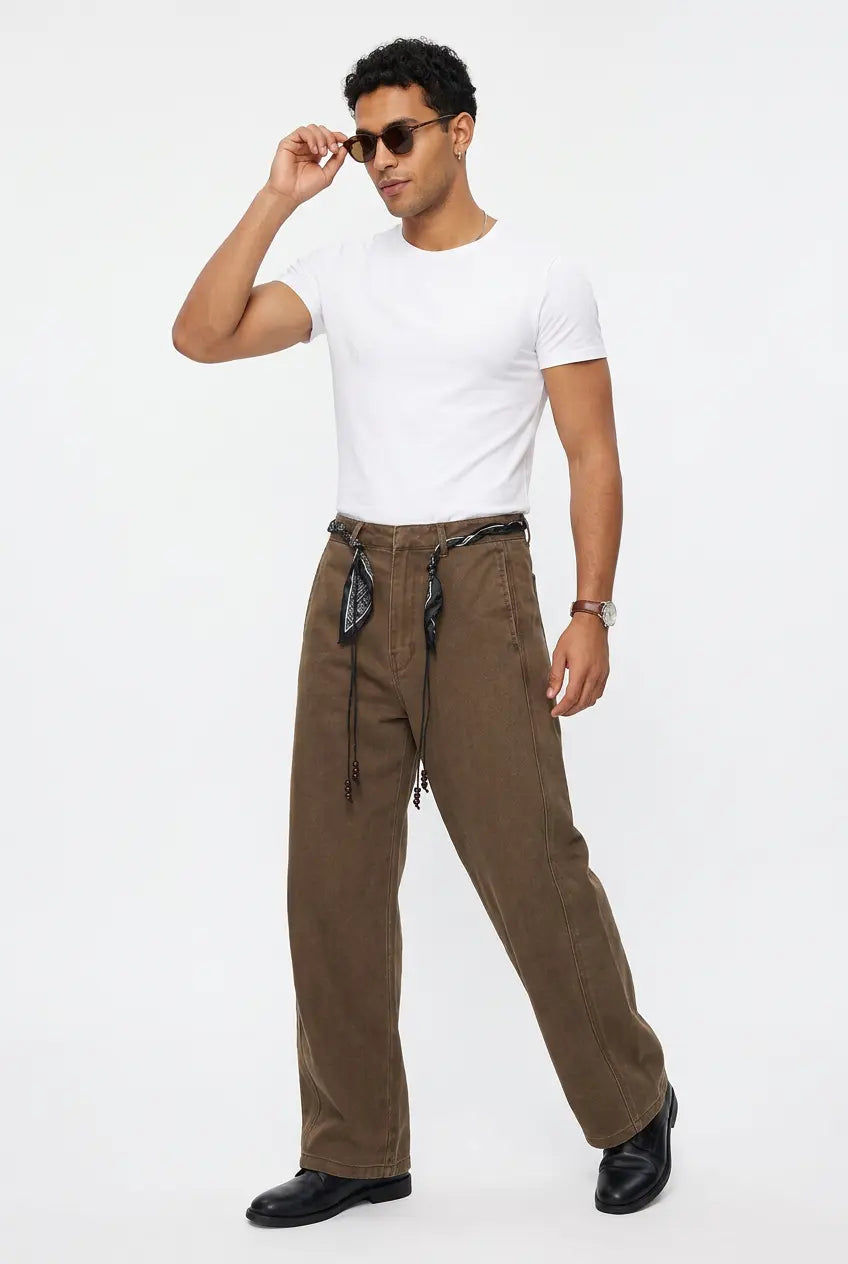 Pantalon Wide Leg avec Ceinture Foulard  COOLANDBAG