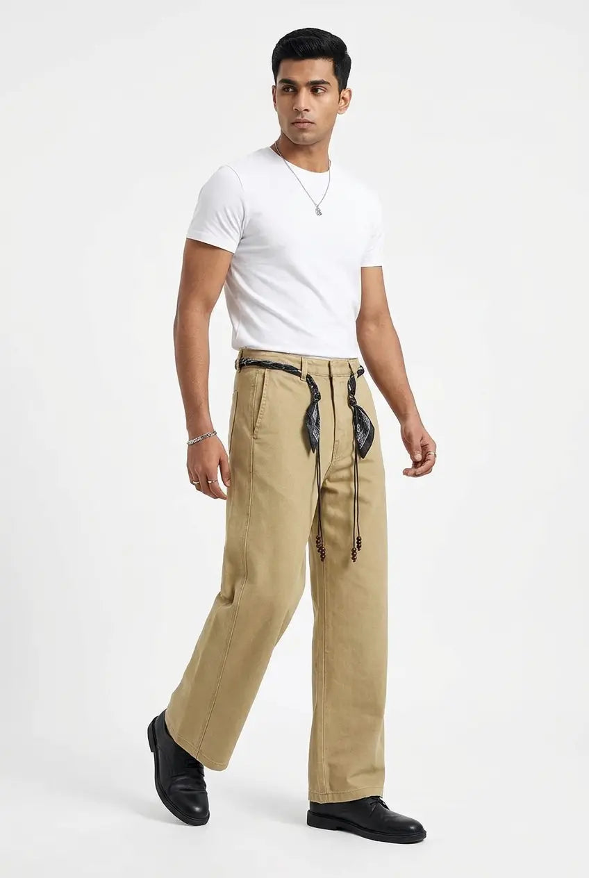 Pantalon Wide Leg avec Ceinture Foulard  COOLANDBAG