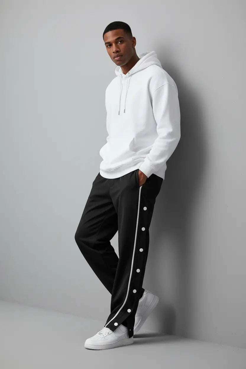 Pantalon de Jogging Grande Taille Loose Fit Boutons Pression  COOLANDBAG