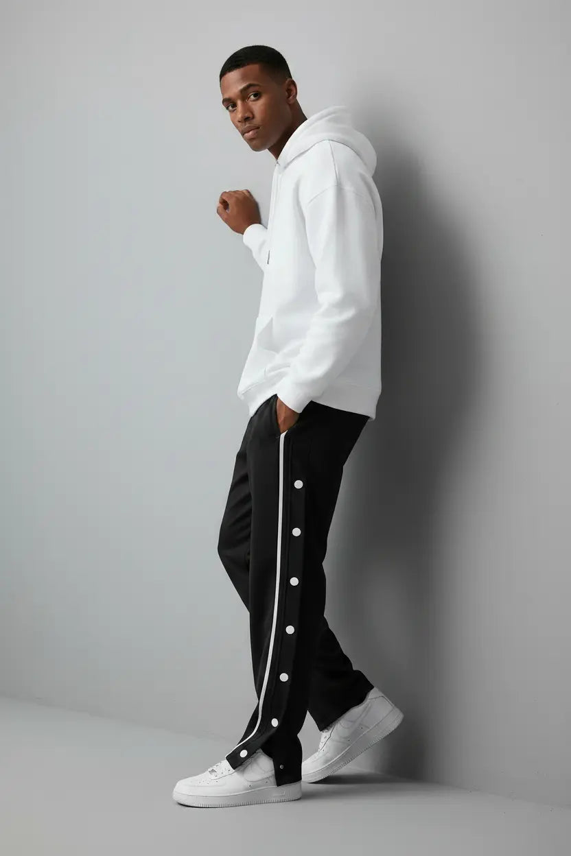 Pantalon de Jogging Grande Taille Loose Fit Boutons Pression  COOLANDBAG