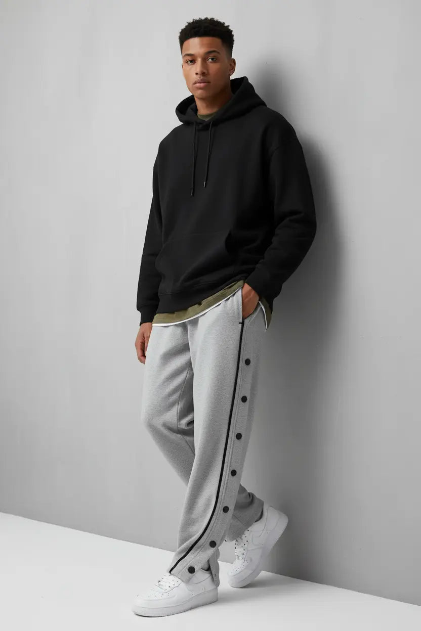 Pantalon de Jogging Grande Taille Loose Fit Boutons Pression  COOLANDBAG