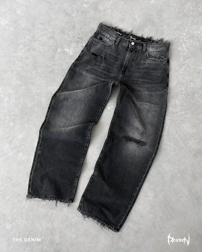 Pantalon en Denim droit pour hommes, nouvelle mode européenne et américaine, délavé, couleur unie, Simple, basique, ample, décontracté, tendance  COOLANDBAG