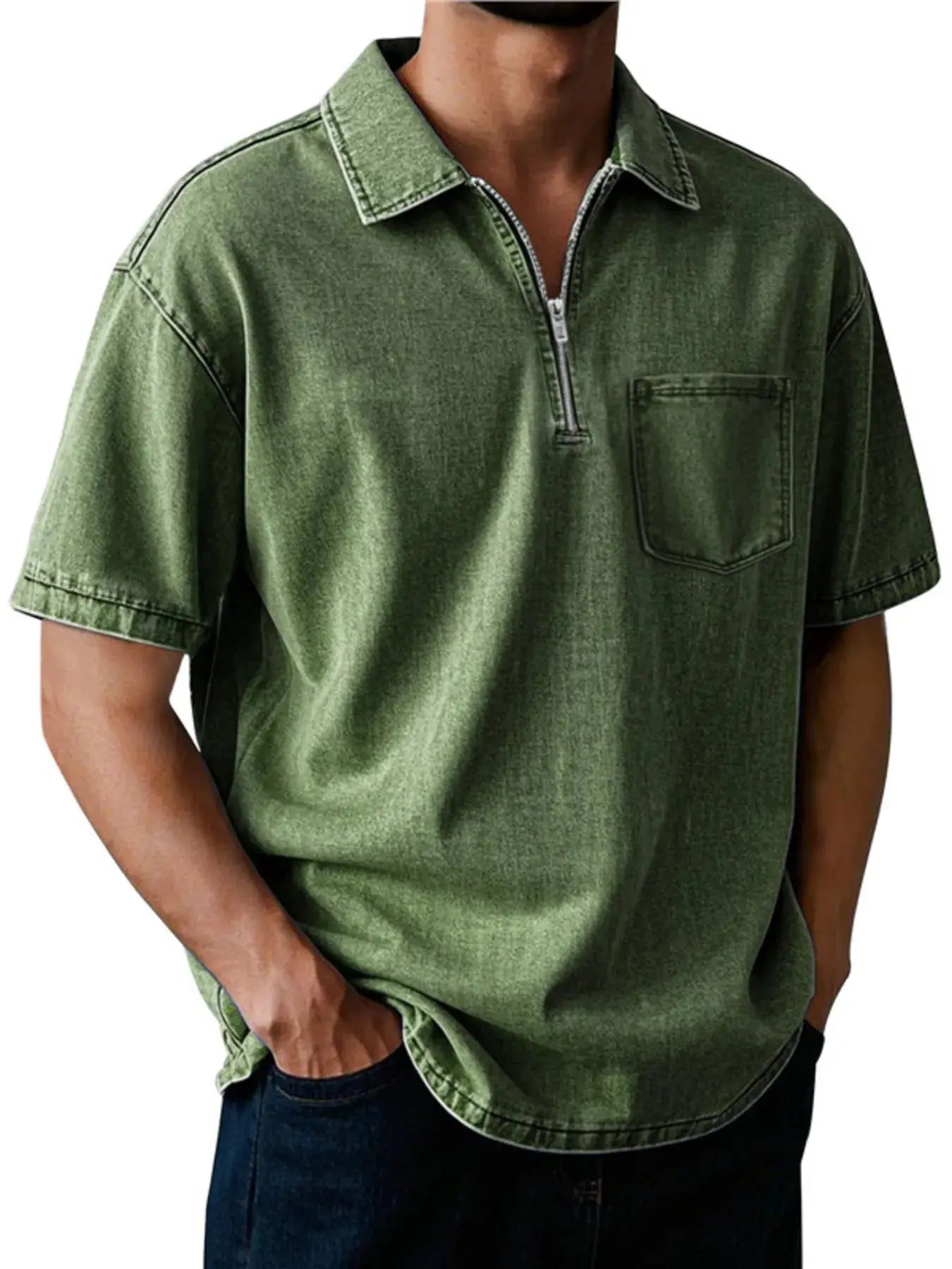 Polo Manches Courtes Zip Col Montant Grande Taille Homme  COOLANDBAG