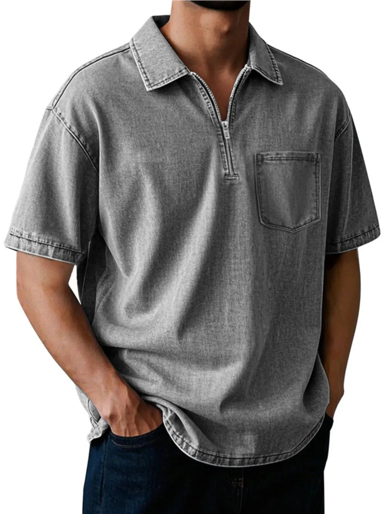Polo Manches Courtes Zip Col Montant Grande Taille Homme  COOLANDBAG