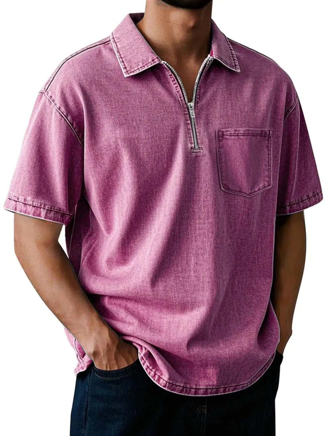 Polo Manches Courtes Zip Col Montant Grande Taille Homme  COOLANDBAG