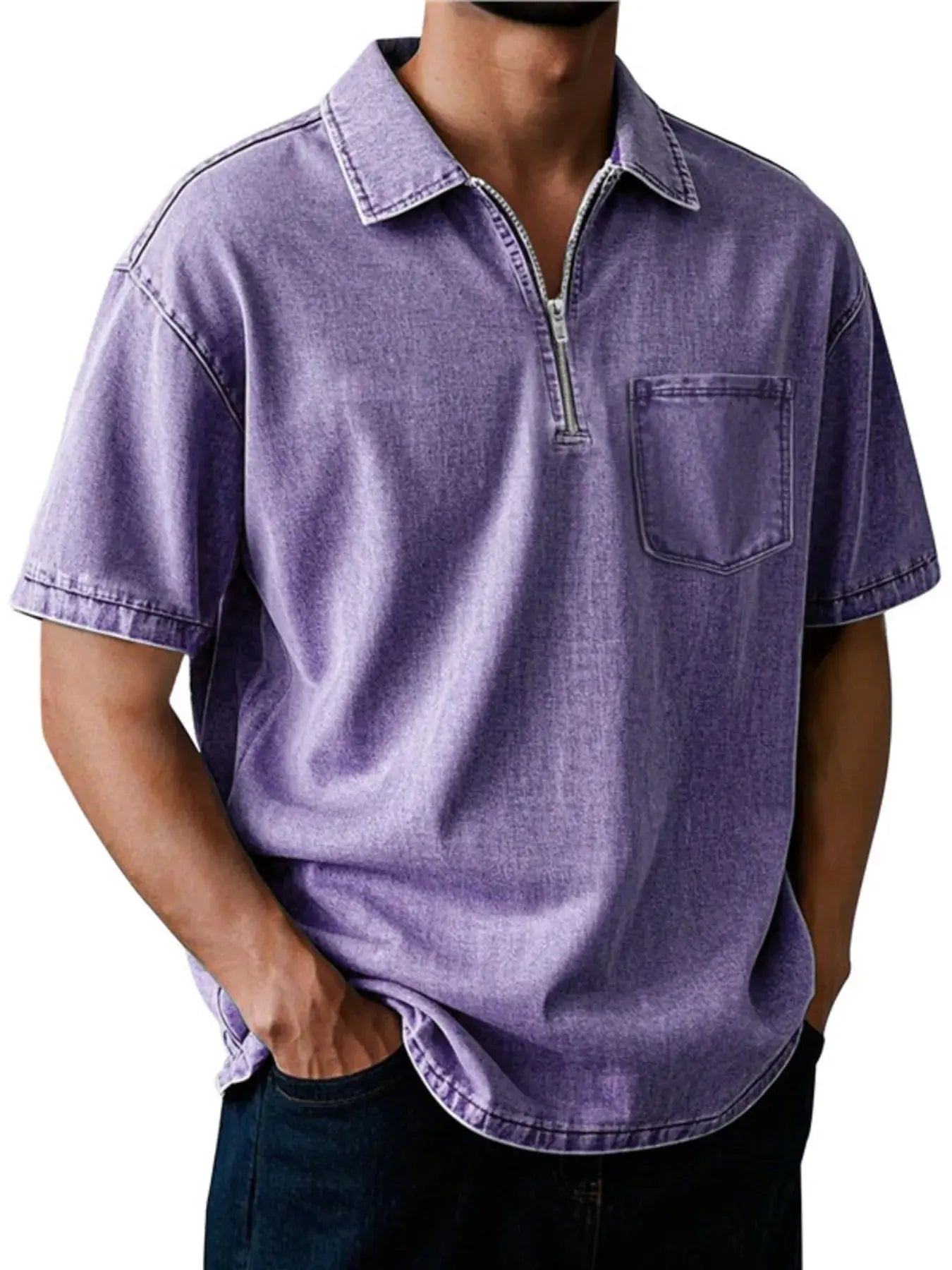 Polo Manches Courtes Zip Col Montant Grande Taille Homme  COOLANDBAG