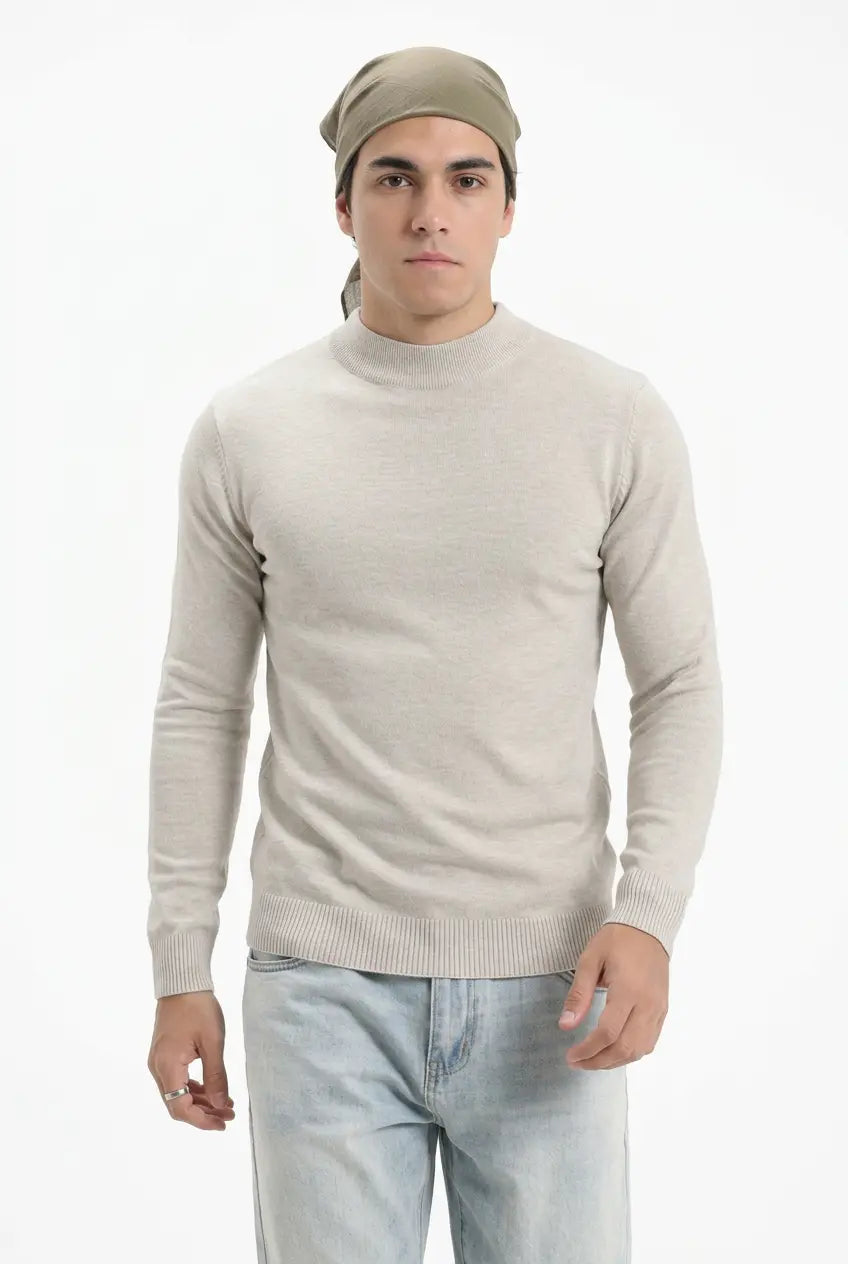 Pull Col Montant Coupe Ajustée Grande Taille Homme  COOLANDBAG