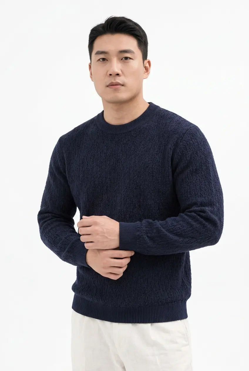 Pull Col Rond Texturé Grande Taille Homme  COOLANDBAG