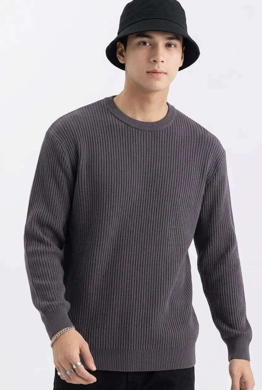 Pull Col Rond en Maille Côtelée  COOLANDBAG