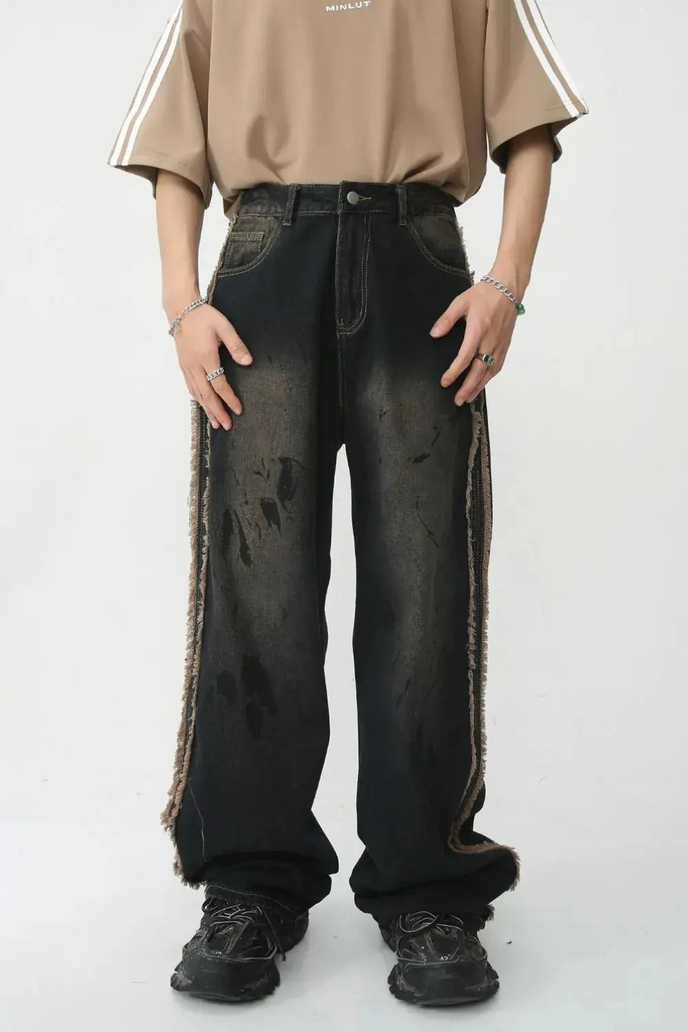 Raw Edge Mid Rise Men's Jeans  COOLANDBAG