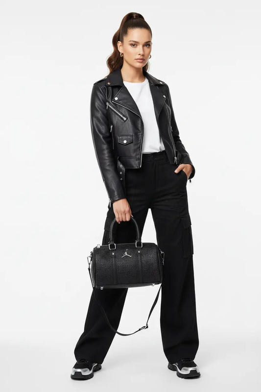 Sac Jordan Duffle Noir Monogramme Texturé - Logo Jumpman Argent  COOLANDBAG