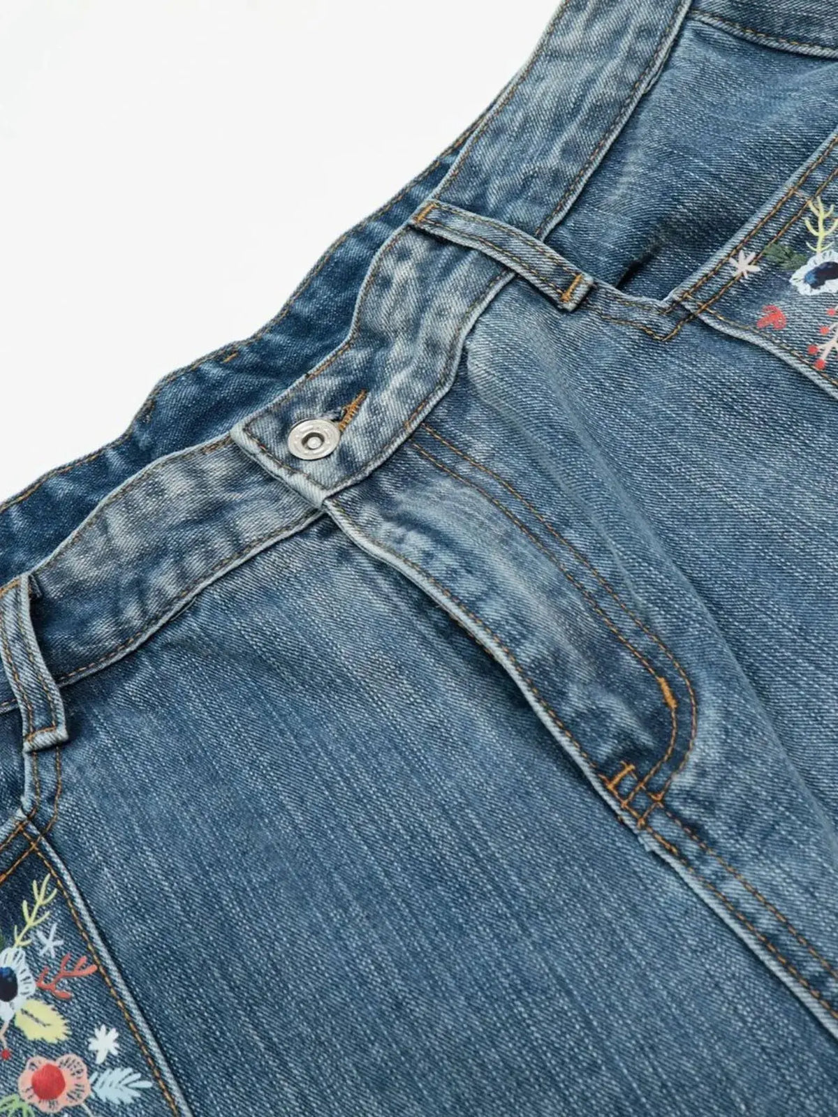 Short en Jean Jambe Large Liseré Fleuri Homme  COOLANDBAG