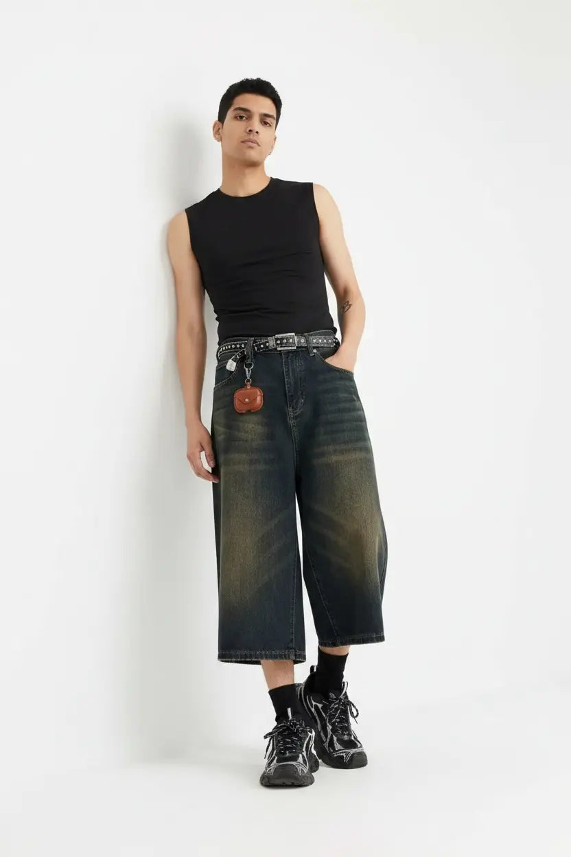 Short en Jean Wide Leg Délavé  COOLANDBAG