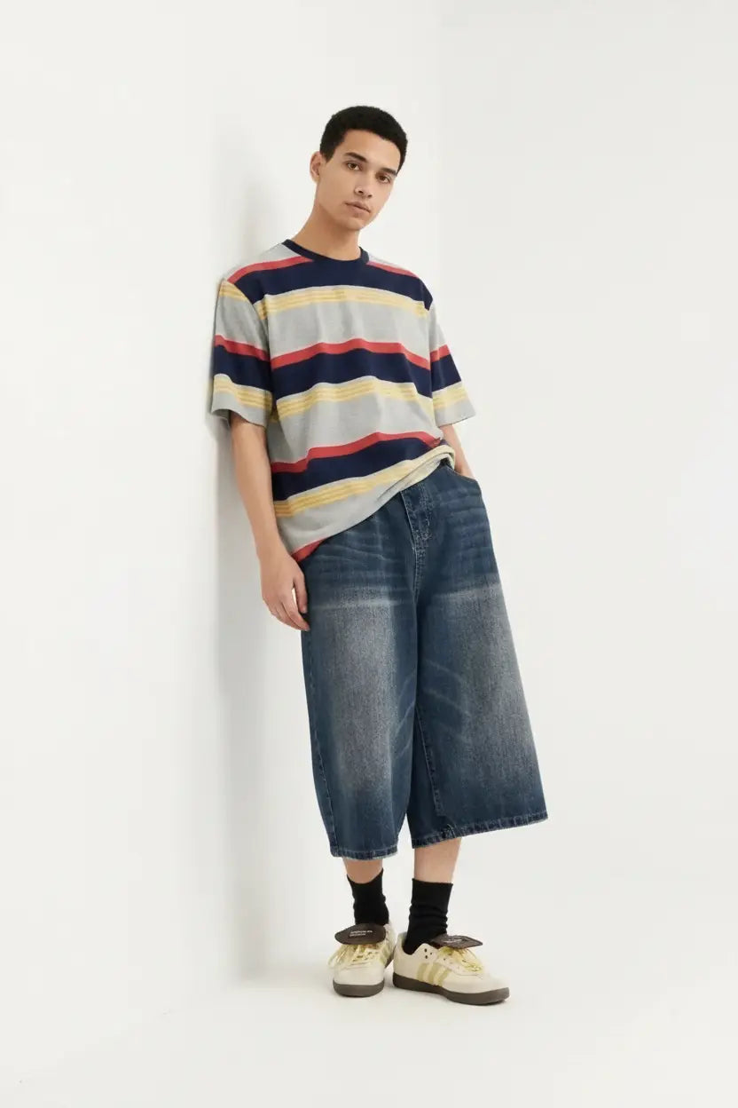 Short en Jean Wide Leg Délavé  COOLANDBAG