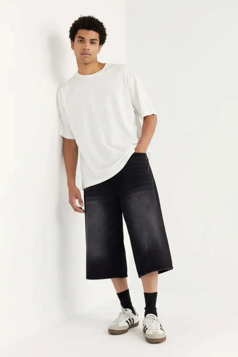 Short en Jean Wide Leg Délavé  COOLANDBAG