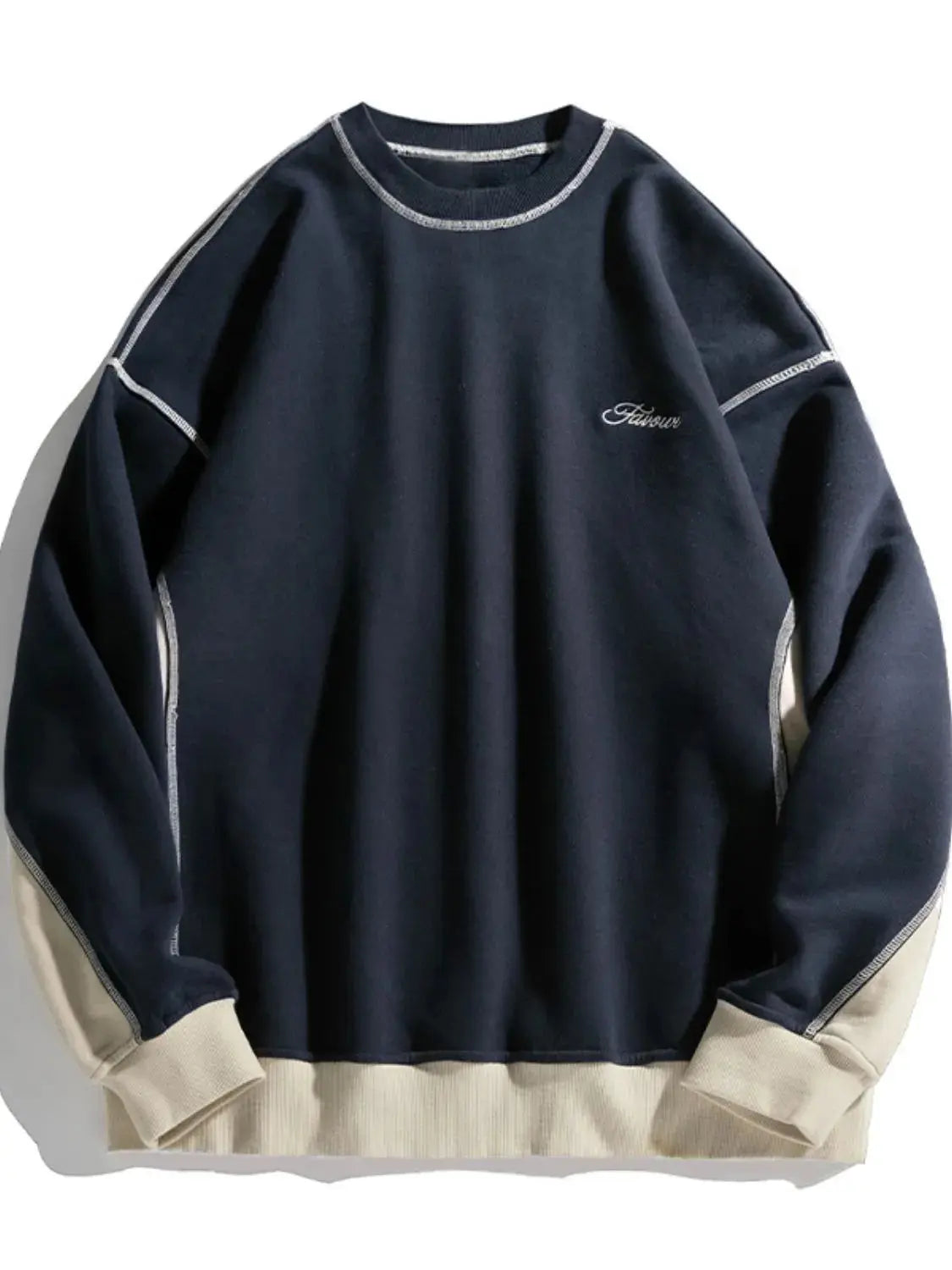 Sweat Col Rond Épaules Tombantes Bicolore Homme  COOLANDBAG