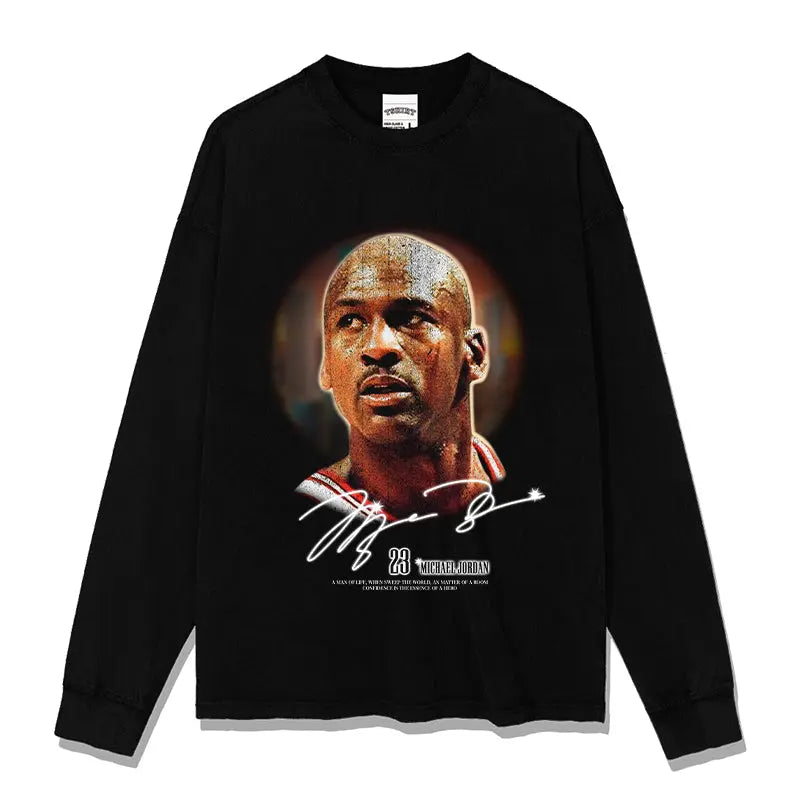 Sweatshirt Michael Jordan #23 Blanc optique manches longues streetwear