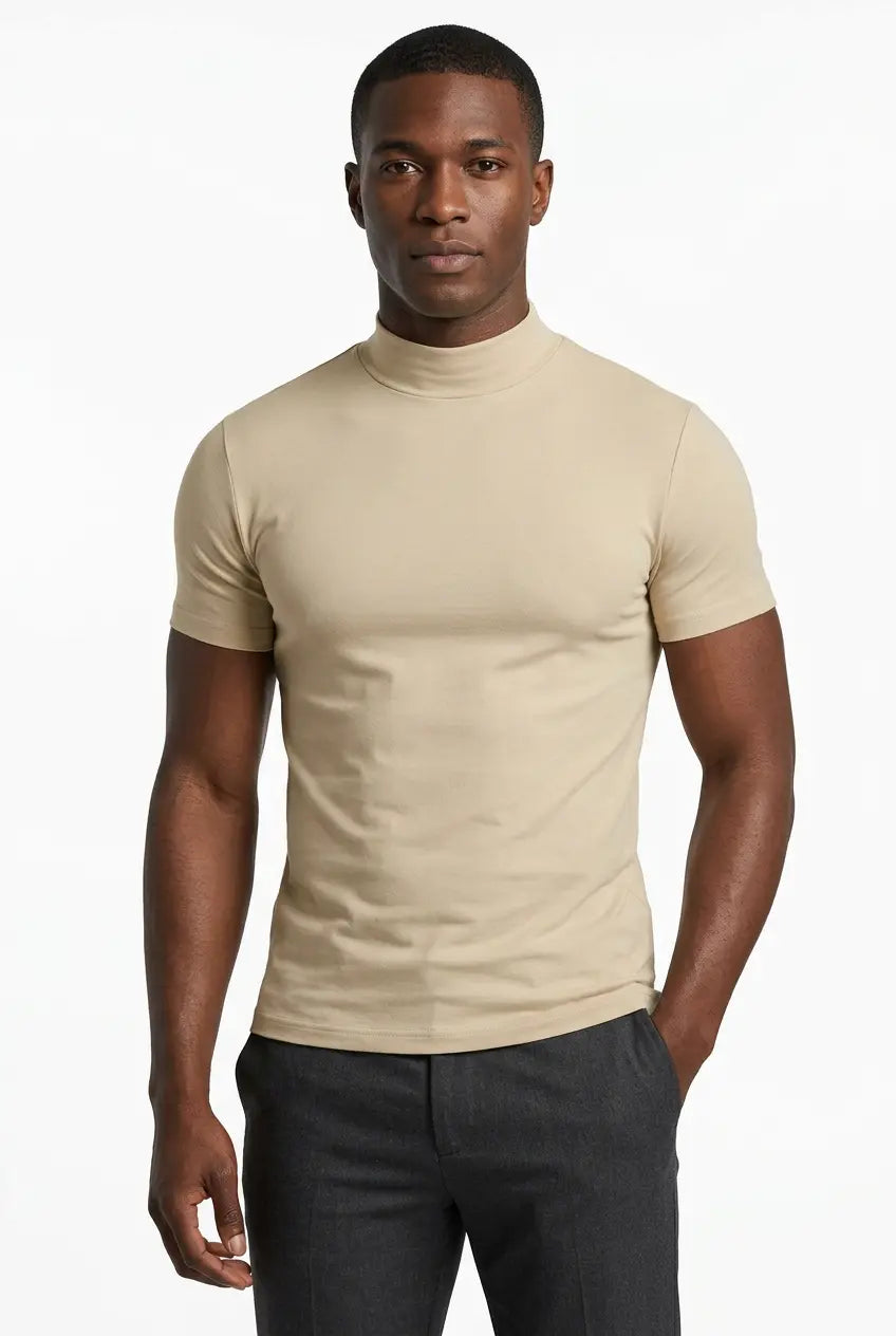 T-Shirt Col Montant Manches Courtes Grande Taille Homme  COOLANDBAG