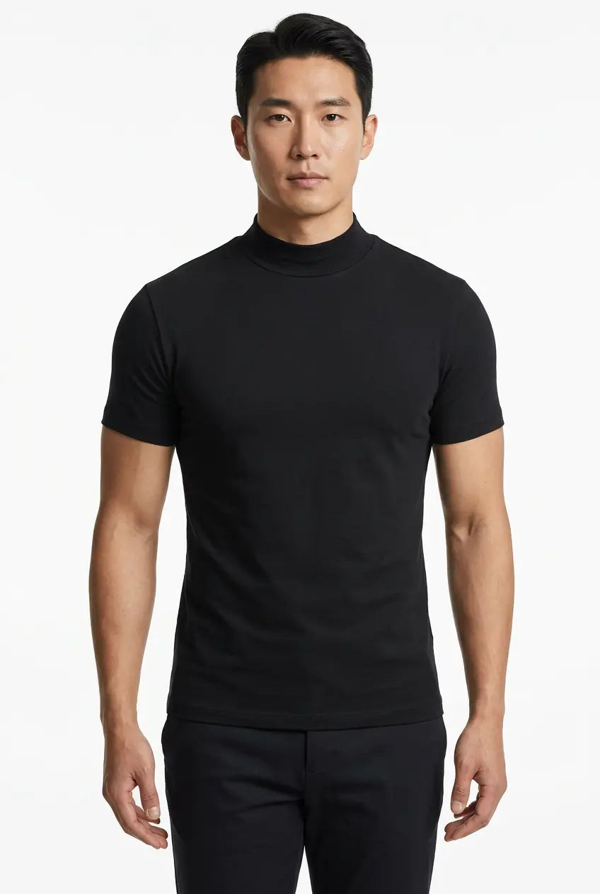 T-Shirt Col Montant Manches Courtes Grande Taille Homme  COOLANDBAG