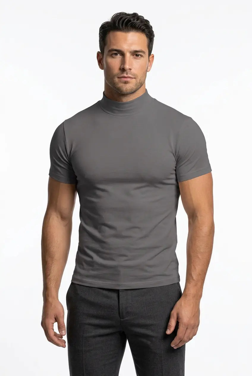 T-Shirt Col Montant Manches Courtes Grande Taille Homme  COOLANDBAG