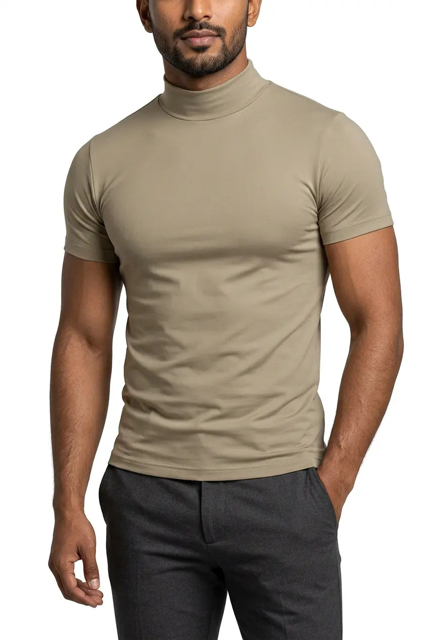 T-Shirt Col Montant Manches Courtes Grande Taille Homme  COOLANDBAG