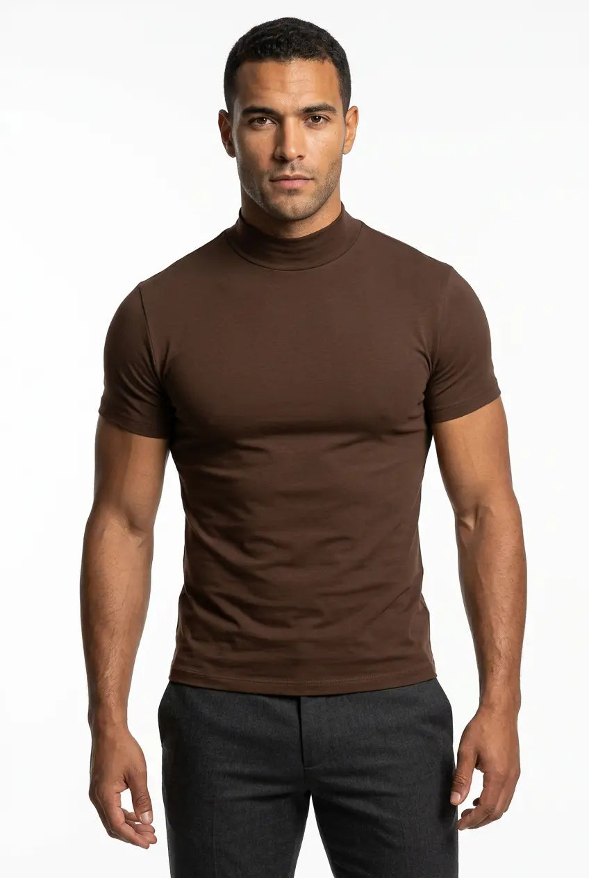 T-Shirt Col Montant Manches Courtes Grande Taille Homme  COOLANDBAG