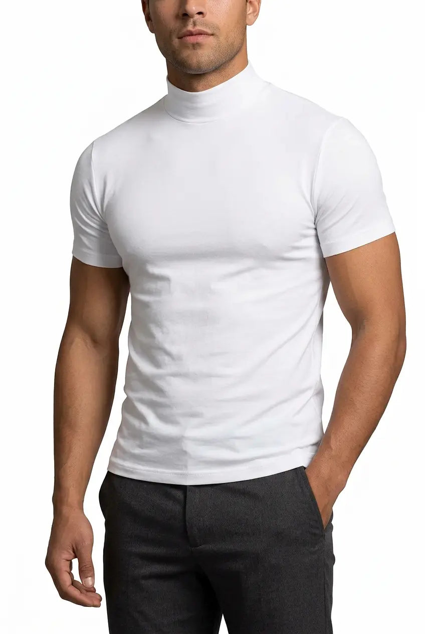T-Shirt Col Montant Manches Courtes Grande Taille Homme  COOLANDBAG
