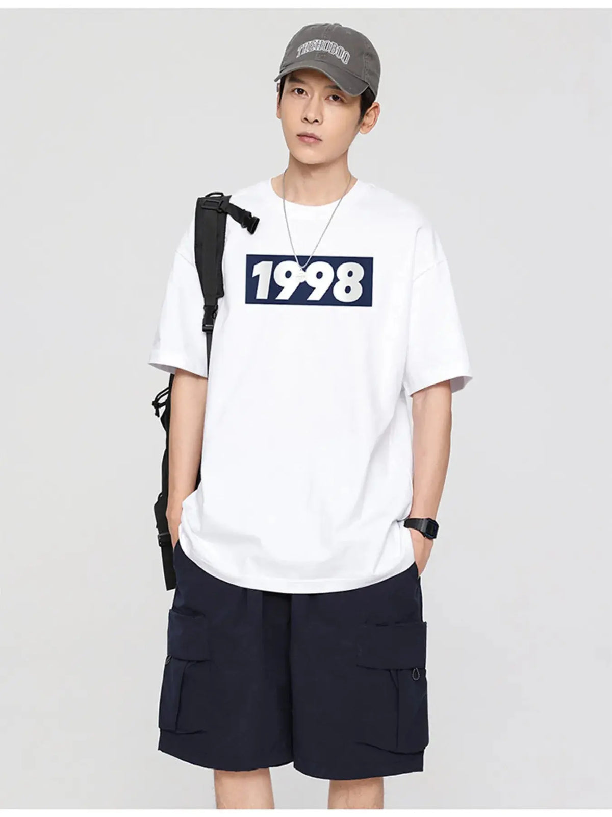T-Shirt Col Rond Graphique « 1998 » Grande Taille Homme  COOLANDBAG