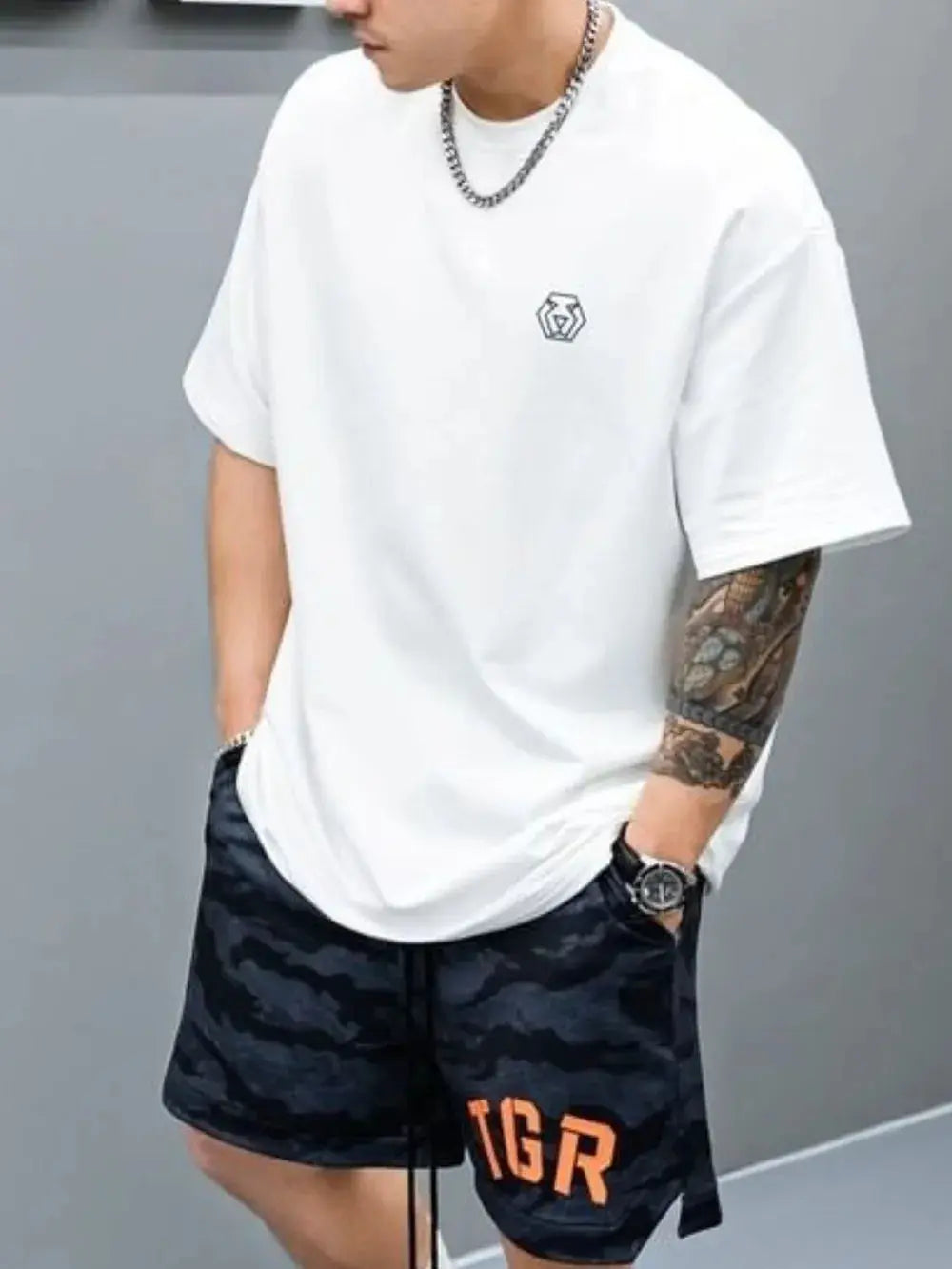 T-Shirt Col Rond Manches Mi-Longues Grande Taille Homme  COOLANDBAG