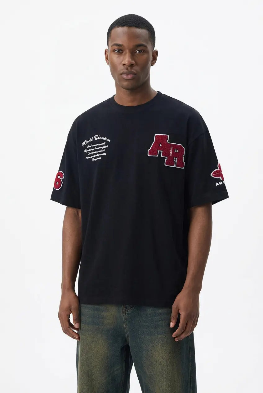 T-Shirt Col Rond Style Varsity Grande Taille Homme  COOLANDBAG