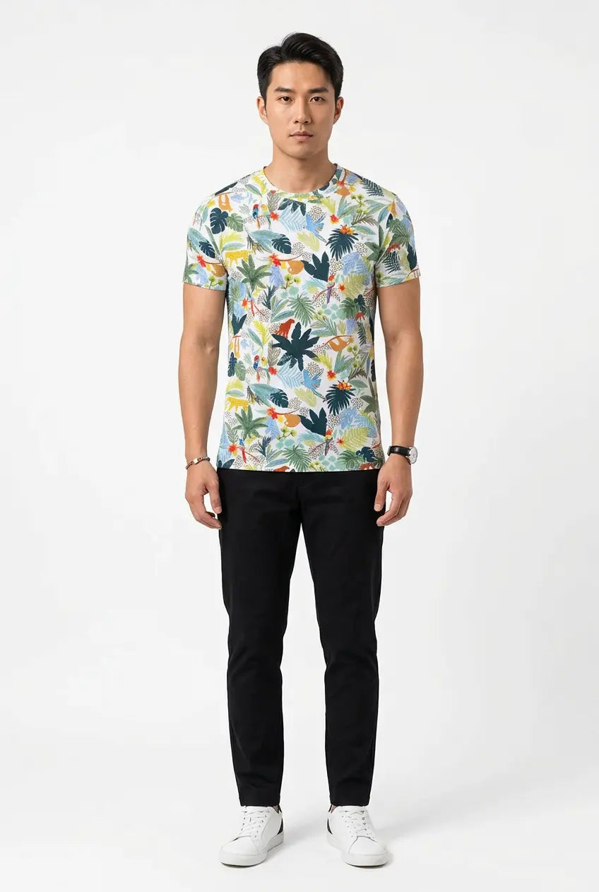 T-Shirt Coupe Ajustée Imprimé Floral  COOLANDBAG