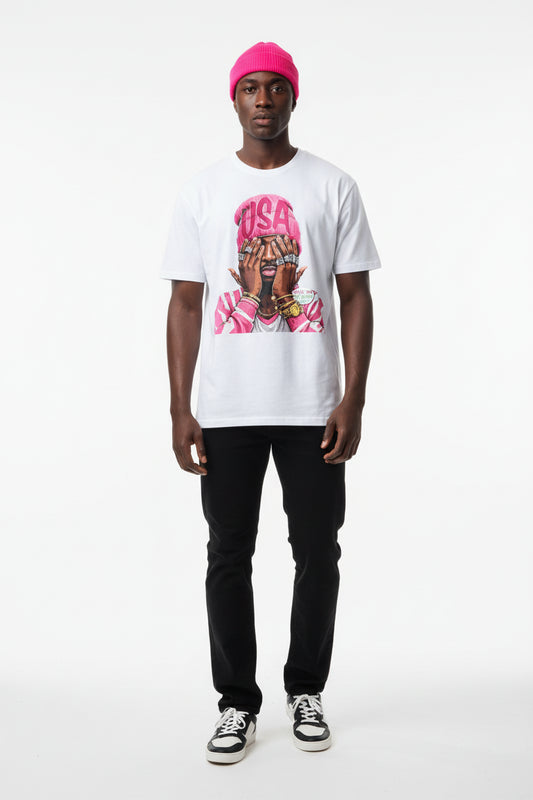 T-shirt imprimé de style hip-hop de rue coupe ample, adapté à l'été  COOLANDBAG