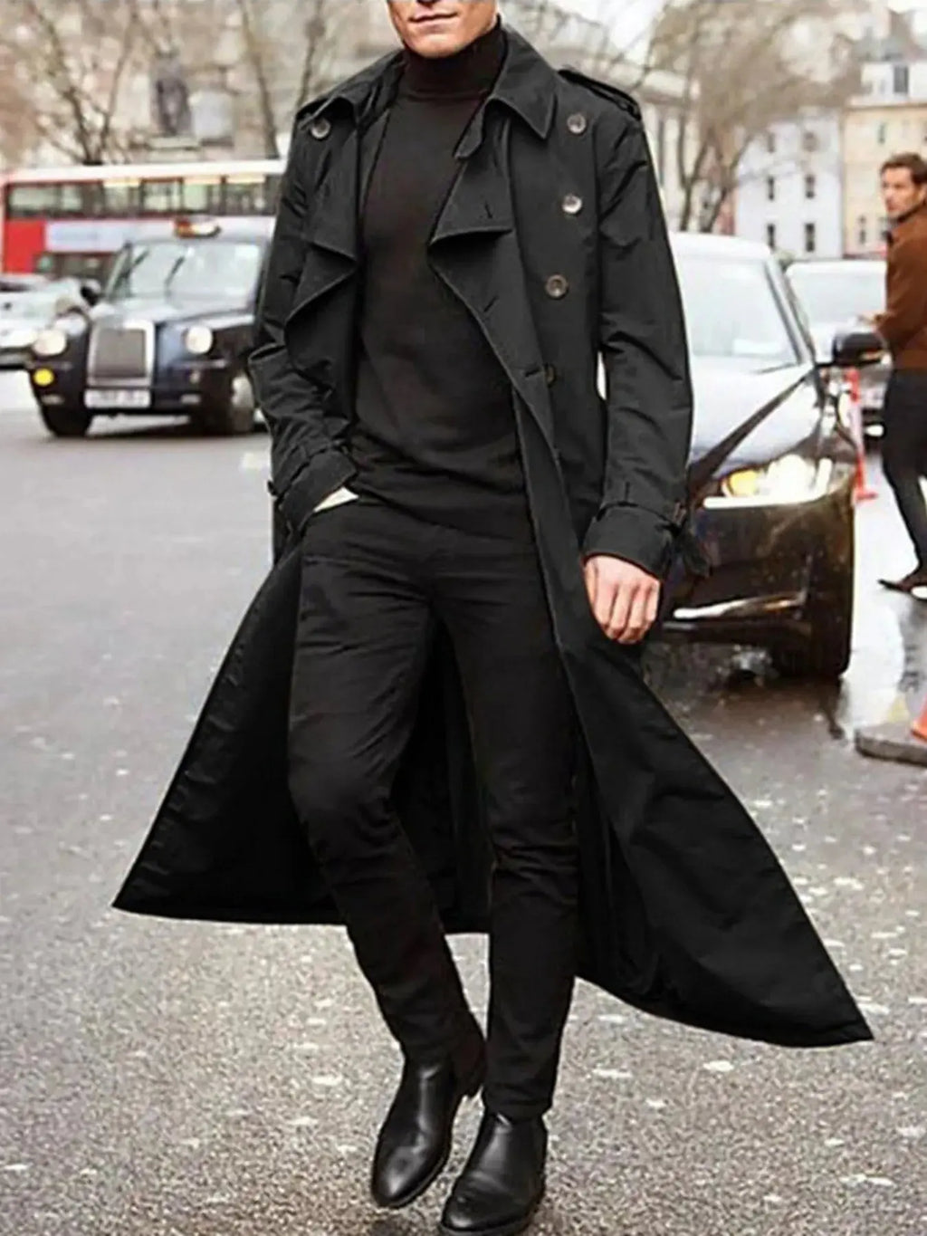 Trench-Coat Long Manches Longues Ceinturé Croisé  COOLANDBAG