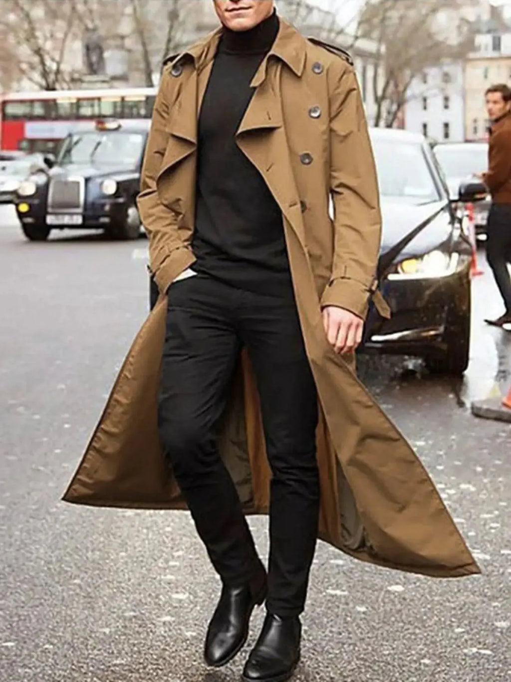 Trench-Coat Long Manches Longues Ceinturé Croisé  COOLANDBAG