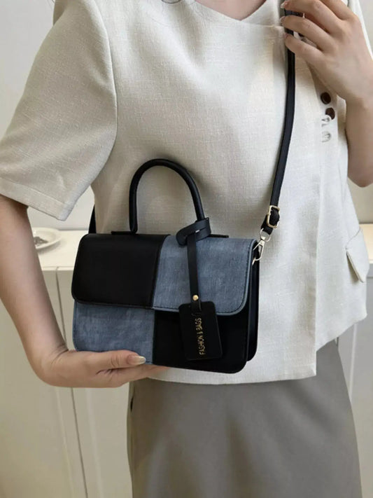 Two-Tone PU Leather Crossbody Bag  COOLANDBAG