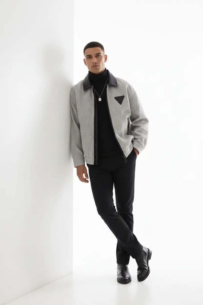 Veste Zippée Grande Taille Bordure Cuir  COOLANDBAG