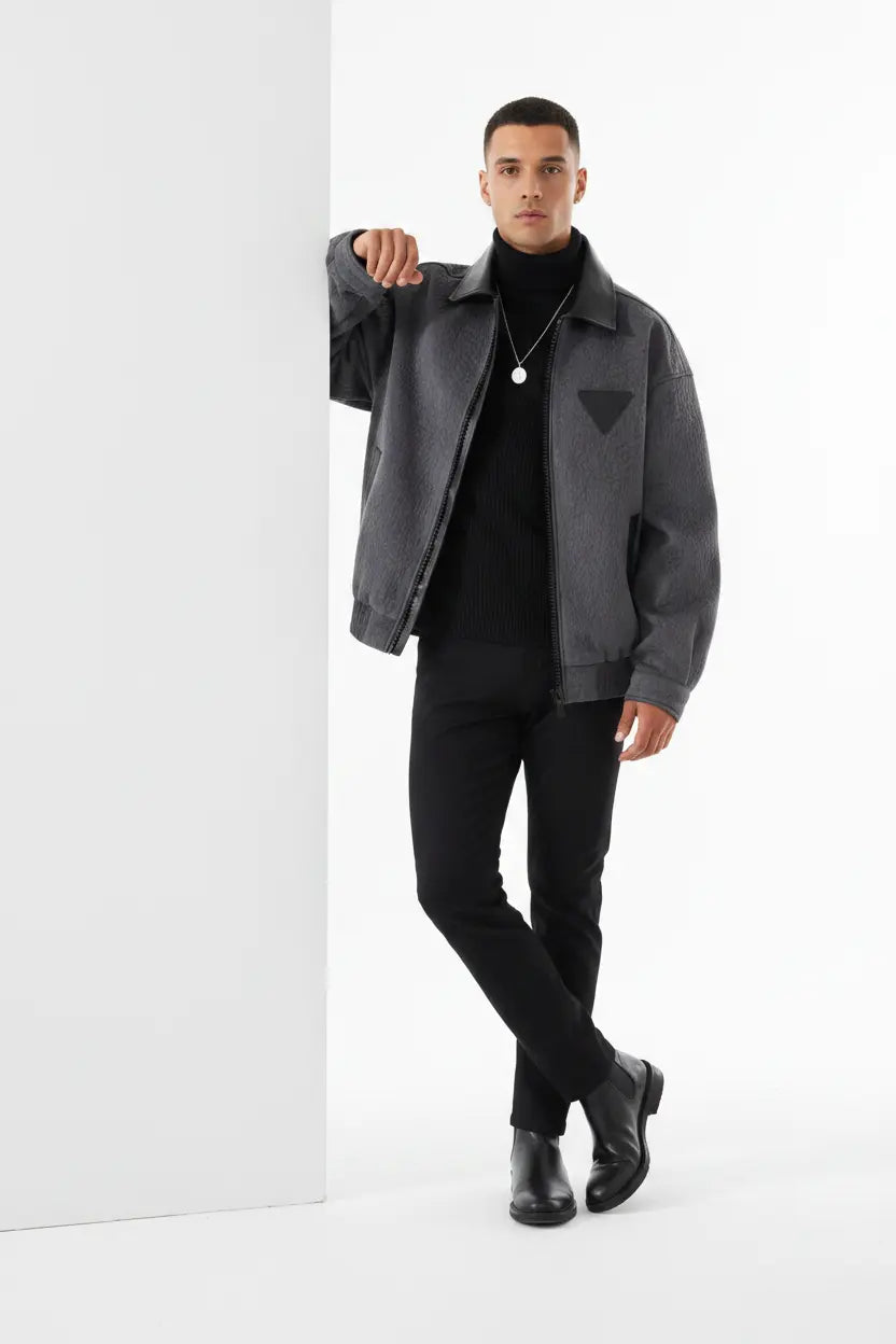 Veste Zippée Grande Taille Bordure Cuir  COOLANDBAG