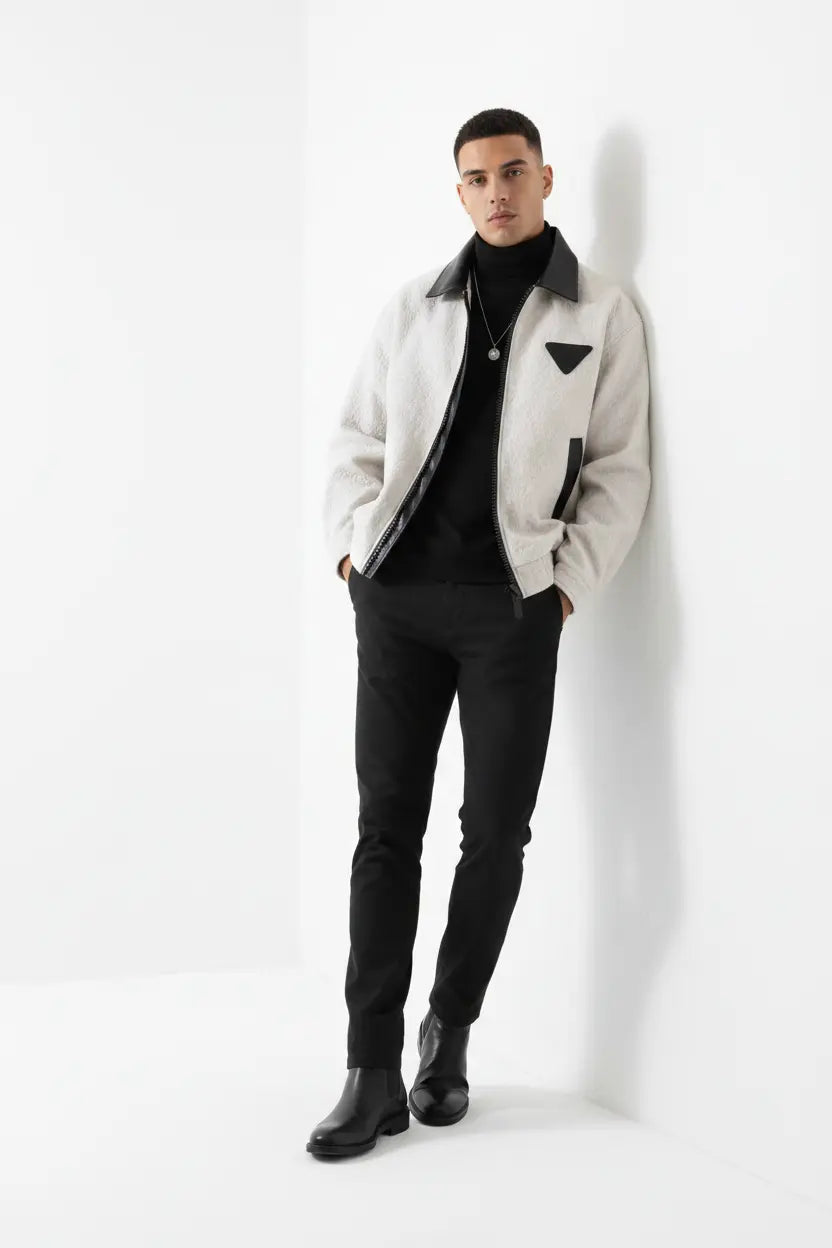 Veste Zippée Grande Taille Bordure Cuir  COOLANDBAG