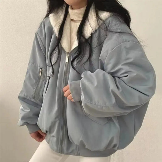 Veste d'hiver pour femme, doublure polaire épaisse, Double face, à capuche avec poches, coupe-vent, réversible  COOLANDBAG