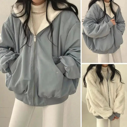 Veste d'hiver pour femme, doublure polaire épaisse, Double face, à capuche avec poches, coupe-vent, réversible  COOLANDBAG