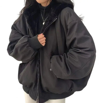 Veste d'hiver pour femme, doublure polaire épaisse, Double face, à capuche avec poches, coupe-vent, réversible  COOLANDBAG