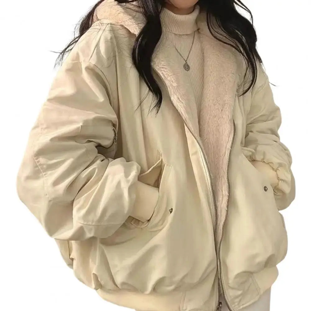 Veste d'hiver pour femme, doublure polaire épaisse, Double face, à capuche avec poches, coupe-vent, réversible  COOLANDBAG