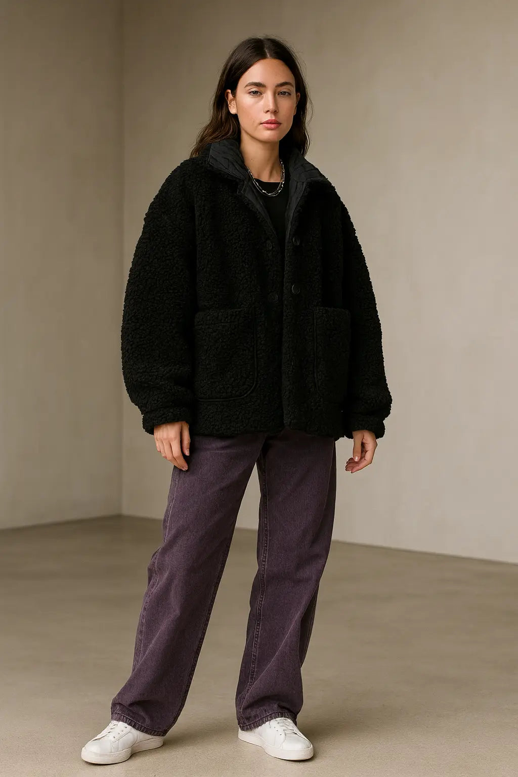 Veste polaire noire oversize  COOLANDBAG