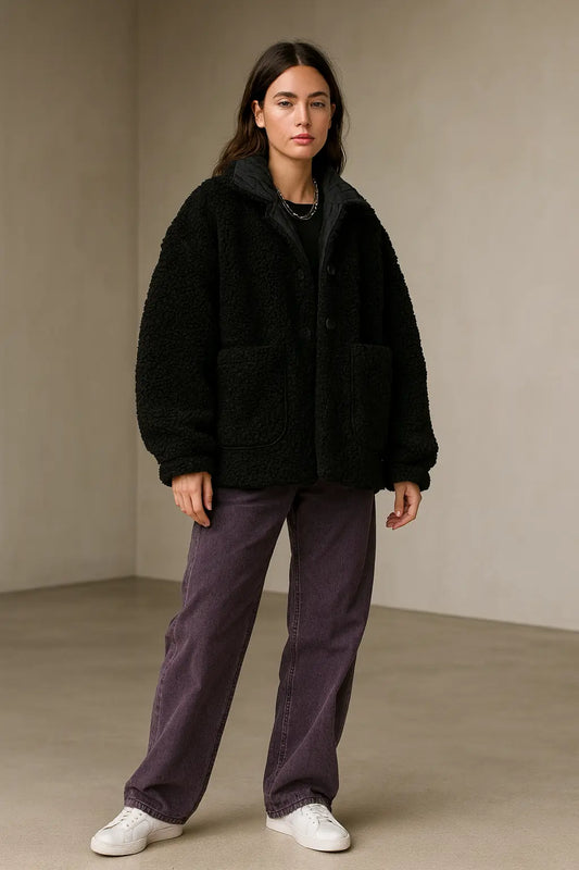 Veste polaire noire oversize  COOLANDBAG