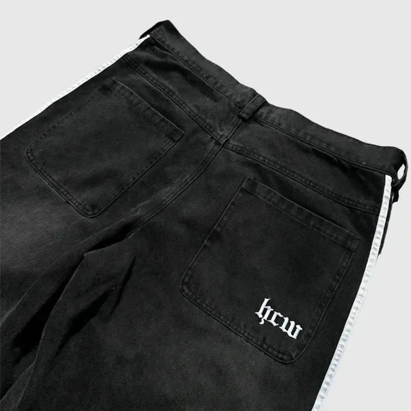 Y2K Baggy Jeans haute qualité brodé rayé Harajuku pantalons de survêtement hommes femmes Hip Hop streetwear décontracté jambe large Denim pantalon  COOLANDBAG