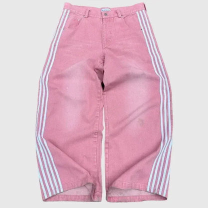 Y2K Baggy Jeans haute qualité brodé rayé Harajuku pantalons de survêtement hommes femmes Hip Hop streetwear décontracté jambe large Denim pantalon  COOLANDBAG