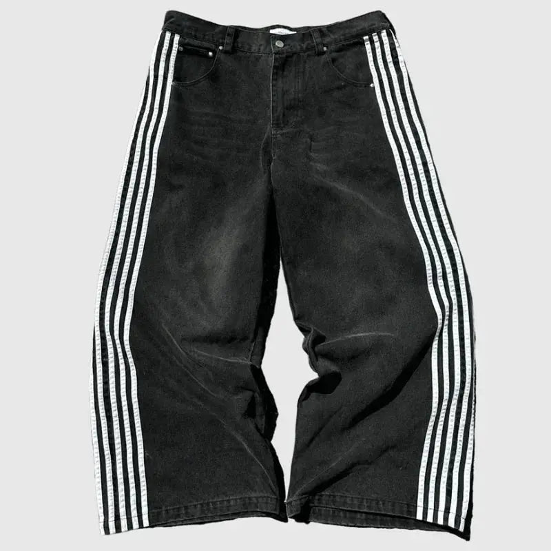 Y2K Baggy Jeans haute qualité brodé rayé Harajuku pantalons de survêtement hommes femmes Hip Hop streetwear décontracté jambe large Denim pantalon  COOLANDBAG