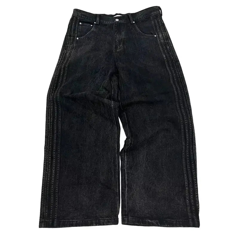 Y2K Baggy Jeans haute qualité brodé rayé Harajuku pantalons de survêtement hommes femmes Hip Hop streetwear décontracté jambe large Denim pantalon  COOLANDBAG